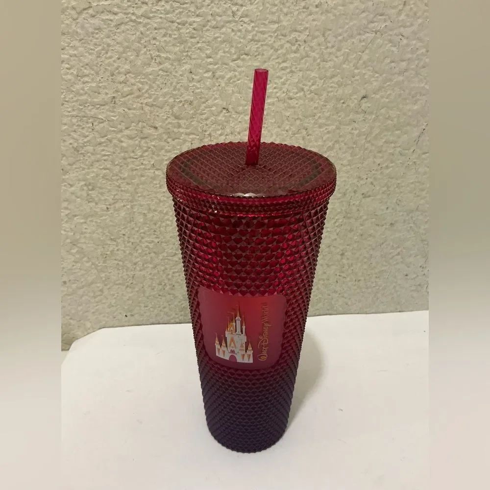 Disneyland 2023 Exclusive 24oz Pink Starbuck Tumbler Cinderella Castle Red Straw